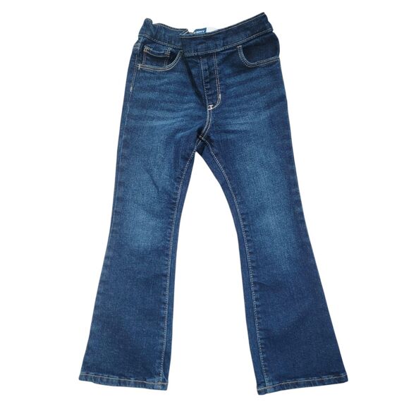 Old Navy Toddler Girl 5T Jeans High-Waisted Flare-Leg Pull-On Dark Wash - Picture 2 of 7